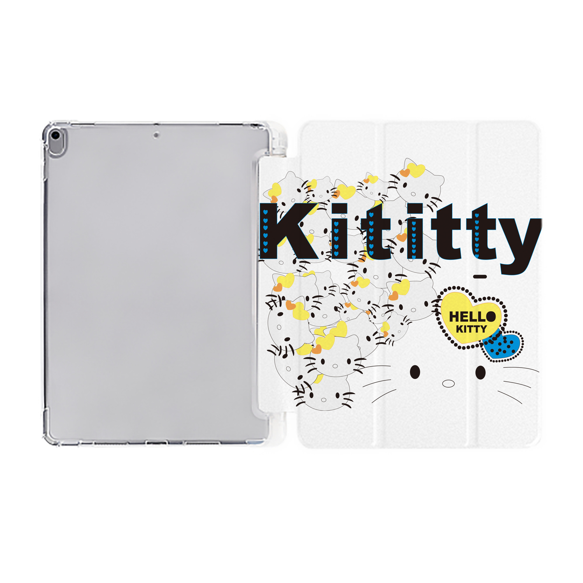 （画像用） Hello Kitty ハローキティ IPad ケース ペン収納付き 三つ折りスタンド PUレザー×シリコン 対応機種9.5/10.5/10.9インチ